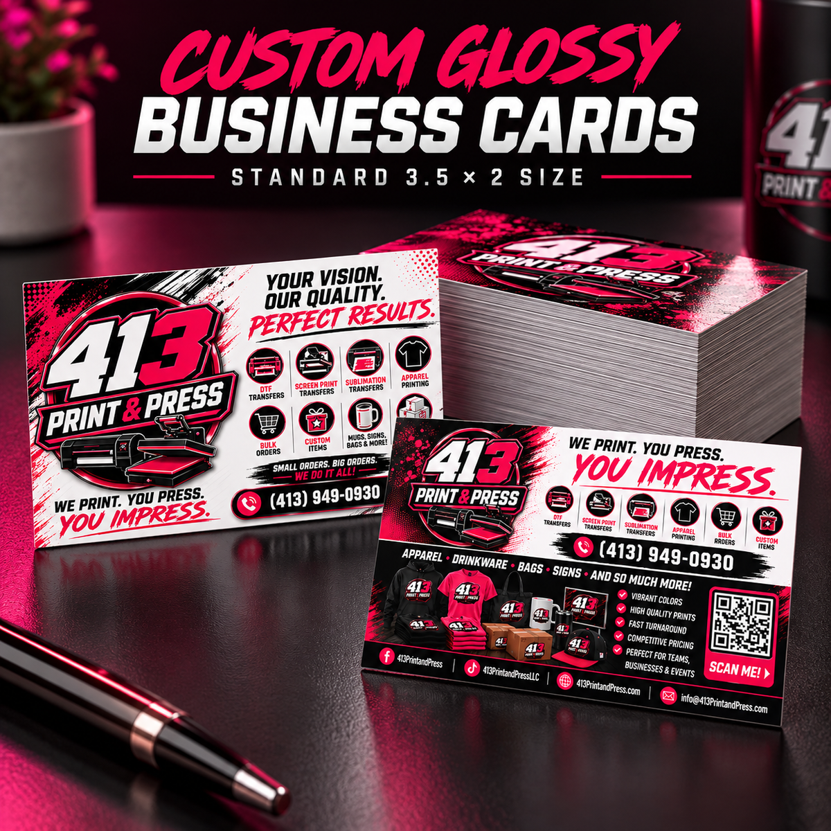 Custom Glossy Business Cards – Double-Sided