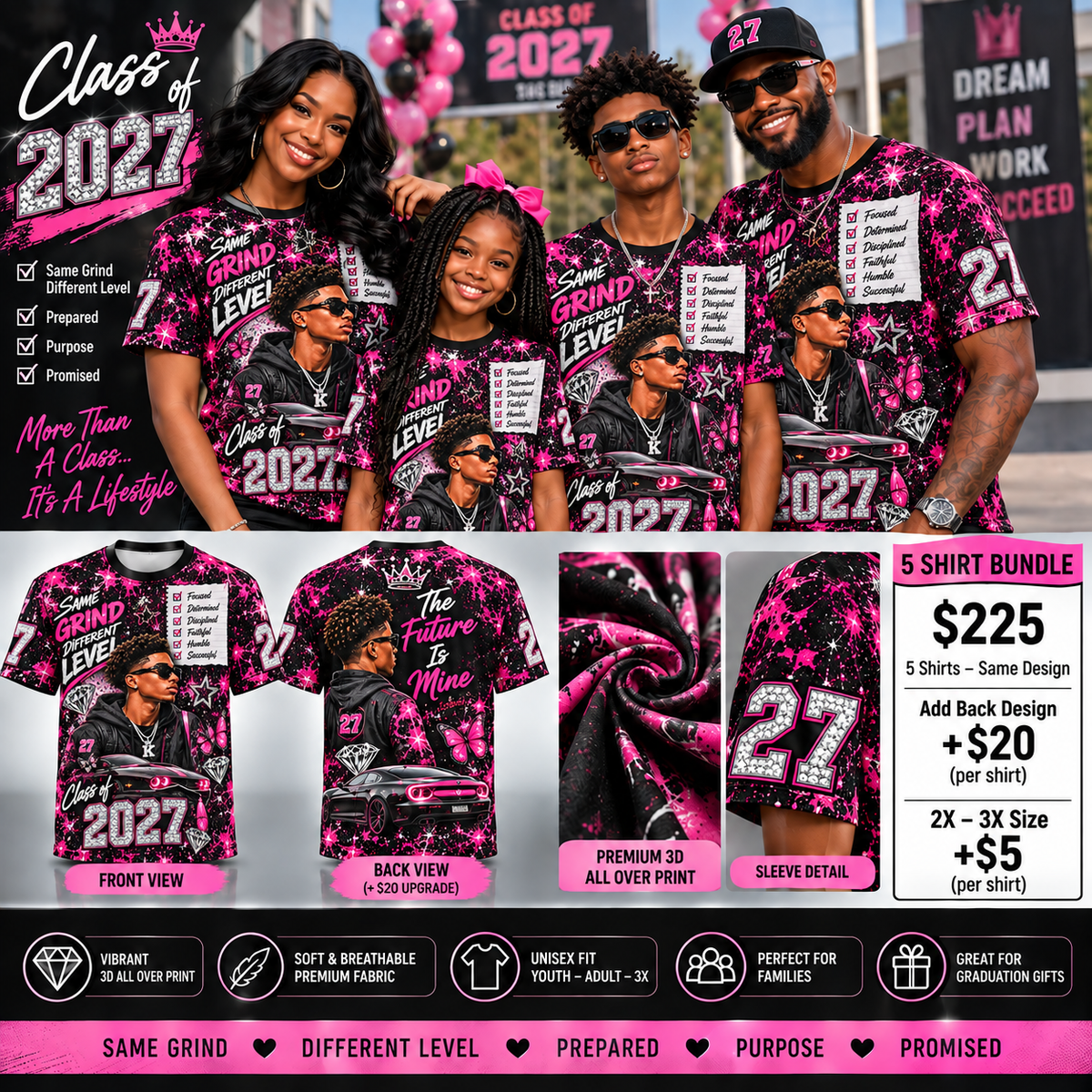 Pack 5™ – 5 Custom All-Over T-Shirts
