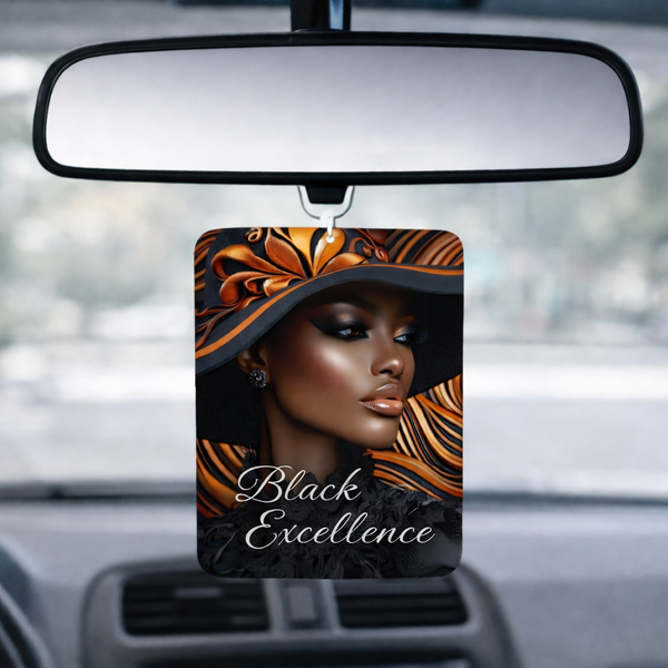 Personalized photo car air freshener displayed inside a vehicle