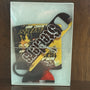 Personalized can cooler and matching bottle opener gift set featuring a custom sports design