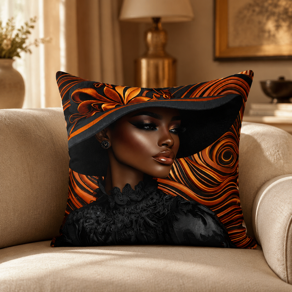 Custom personalized photo pillow featuring a stylish portrait printed in full color

