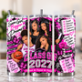 Custom 20 oz tumbler featuring personalized photographs, colors and special wording