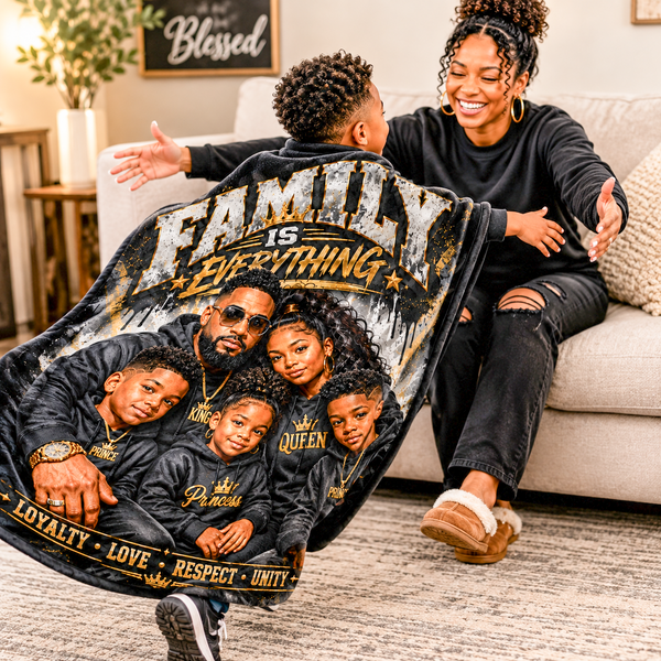 Custom photo keepsake blanket on son
