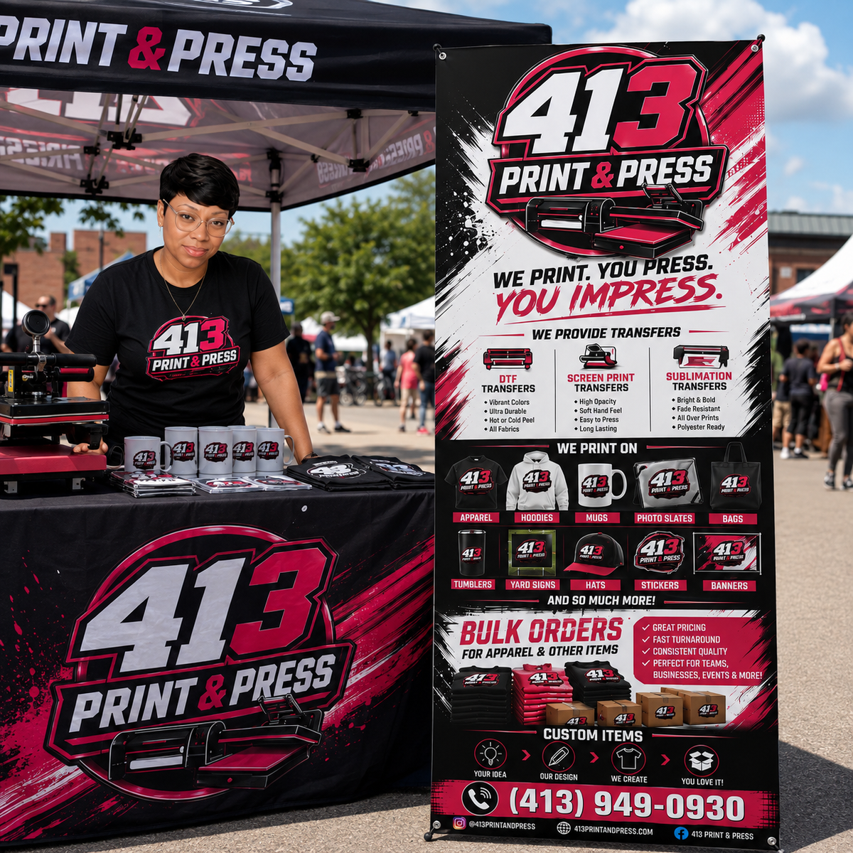 Personalized X-banner with full-color business branding
