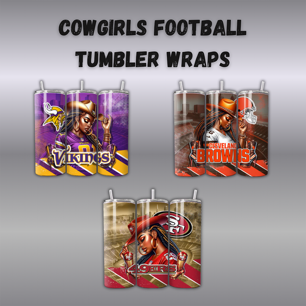 COWGIRL FOOTBALL TUMBLER WRAPS